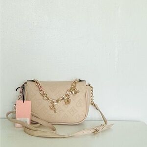 Juicy Couture Beige Crossbody Bag with Gold Accents